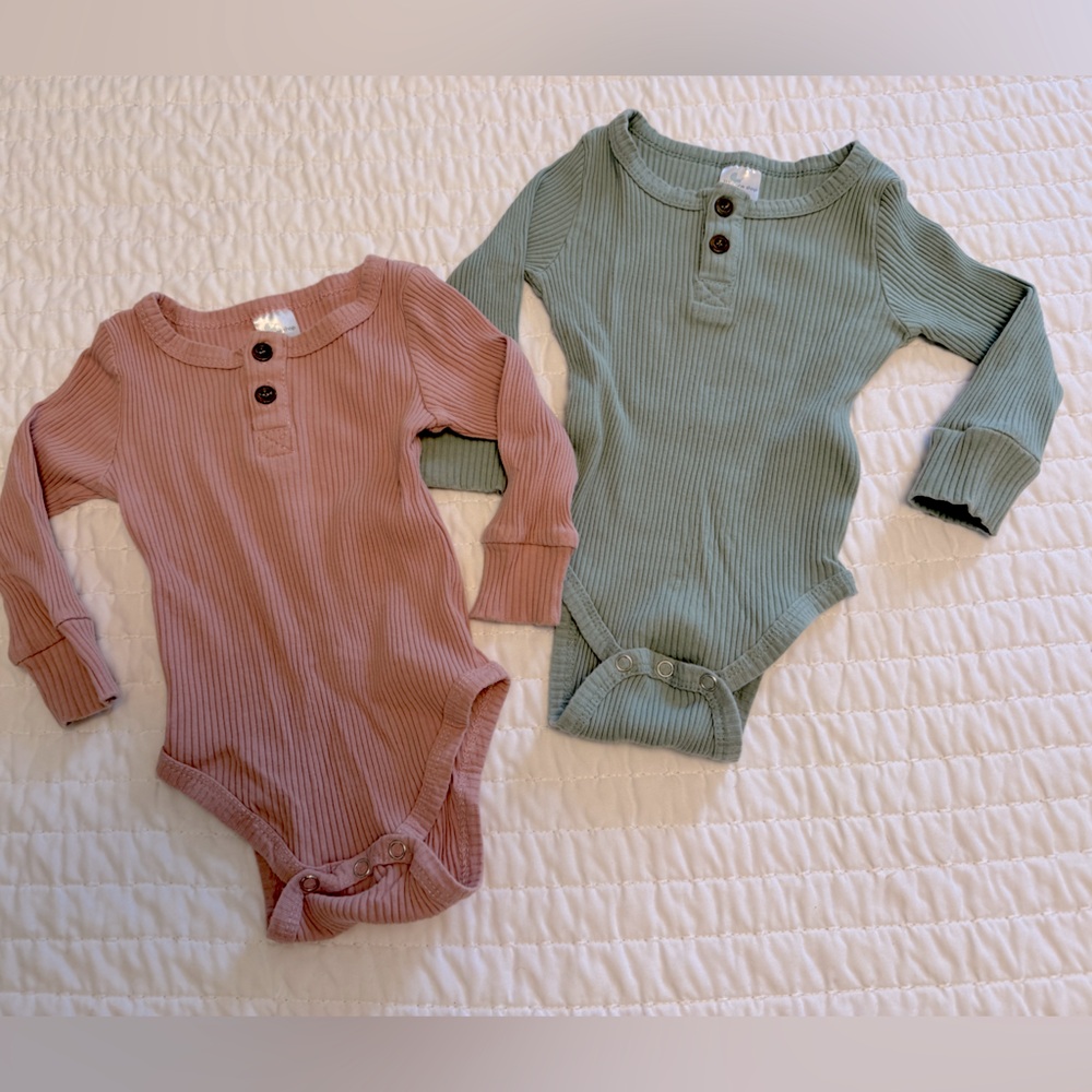 Little One Shop- Bundle of Two Long Sleeve Henleys - 12M